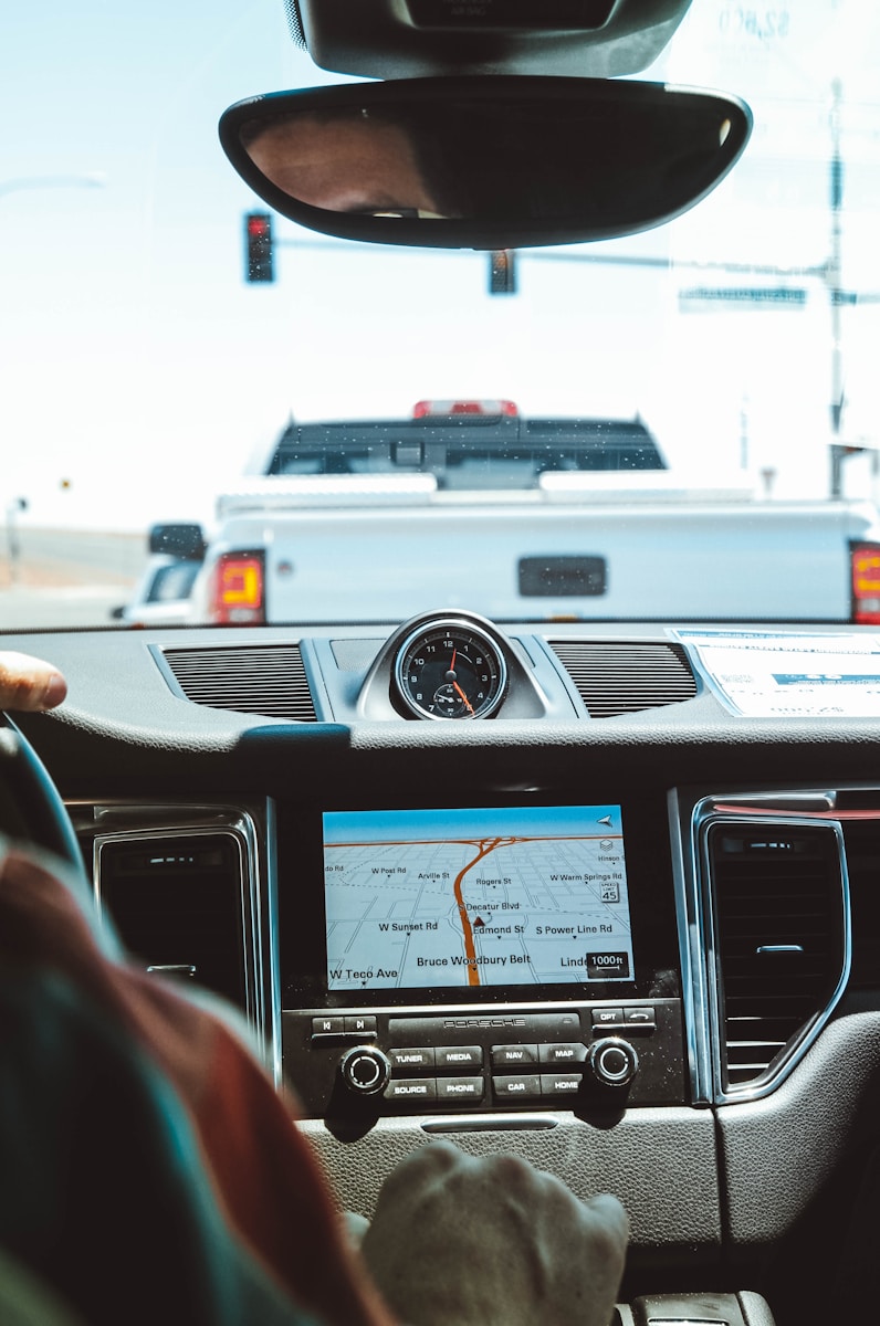 driving record, black GPS navigator turned on